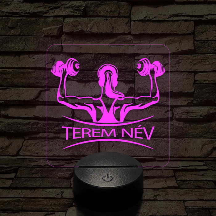 Fitness női alak – 7 színű, színváltós 3D LED lámpa (személynévvel is gravírozható)