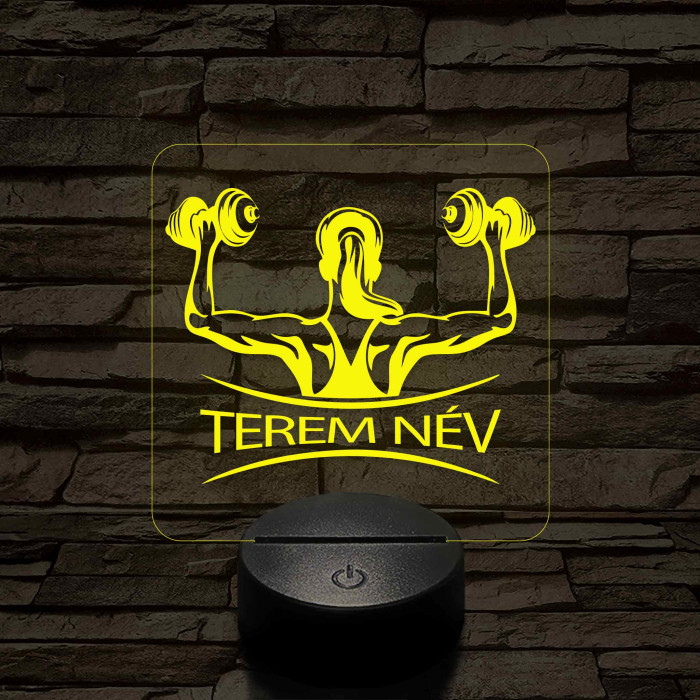 Fitness női alak – 7 színű, színváltós 3D LED lámpa (személynévvel is gravírozható)