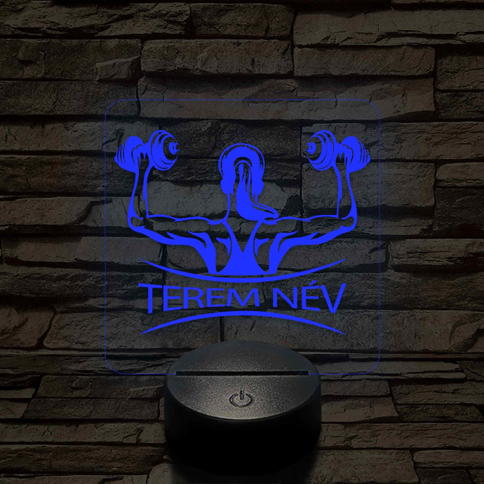 Fitness női alak – 7 színű, színváltós 3D LED lámpa (személynévvel is gravírozható)