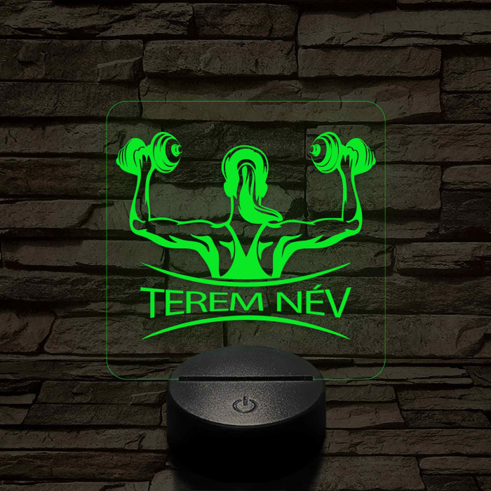 Fitness női alak – 7 színű, színváltós 3D LED lámpa (személynévvel is gravírozható)