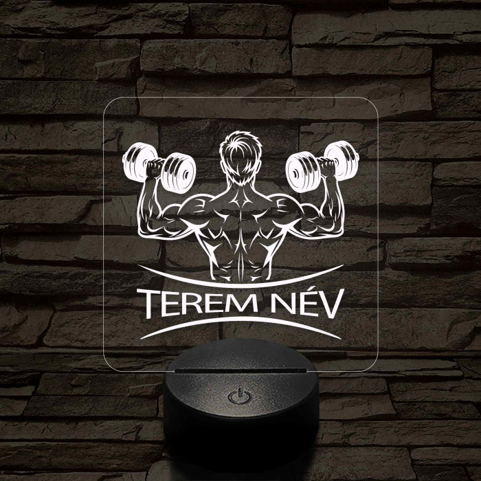 Fitness férfi alak – 7 színű, színváltós 3D LED lámpa (személynévvel is gravírozható)