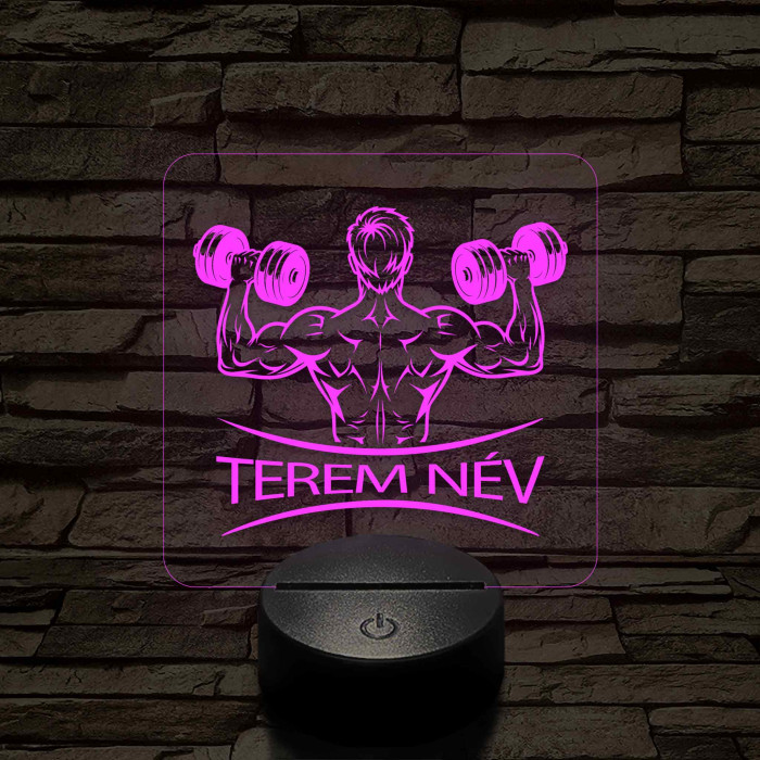 Fitness férfi alak – 7 színű, színváltós 3D LED lámpa (személynévvel is gravírozható)