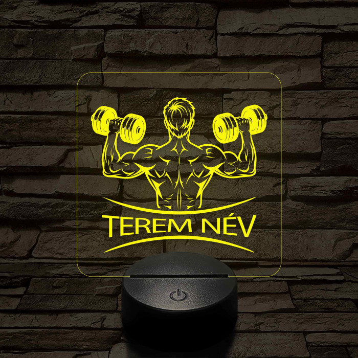 Fitness férfi alak – 7 színű, színváltós 3D LED lámpa (személynévvel is gravírozható)
