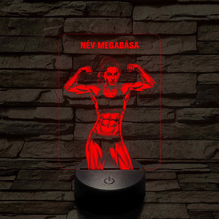 Fitnessz Bajnok Nő – 7 színű, színváltós 3D LED lámpa