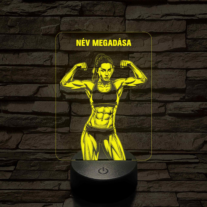 Fitnessz Bajnok Nő – 7 színű, színváltós 3D LED lámpa