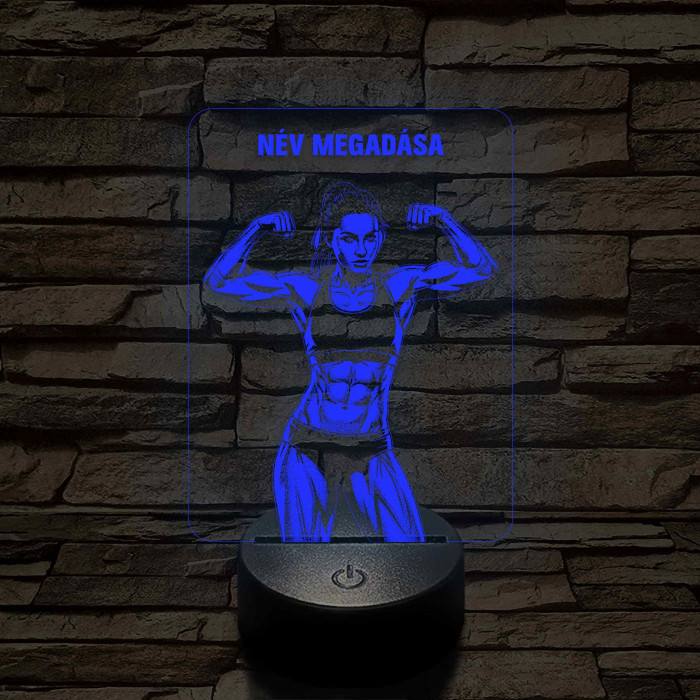 Fitnessz Bajnok Nő – 7 színű, színváltós 3D LED lámpa