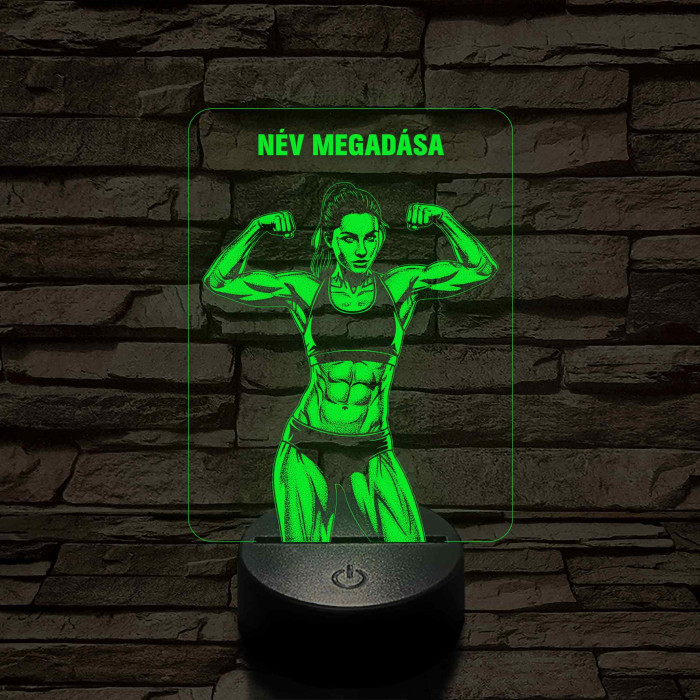 Fitnessz Bajnok Nő – 7 színű, színváltós 3D LED lámpa