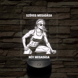 Napszemüveges Fitnesz Nő – 7 színű, színváltós 3D LED lámpa