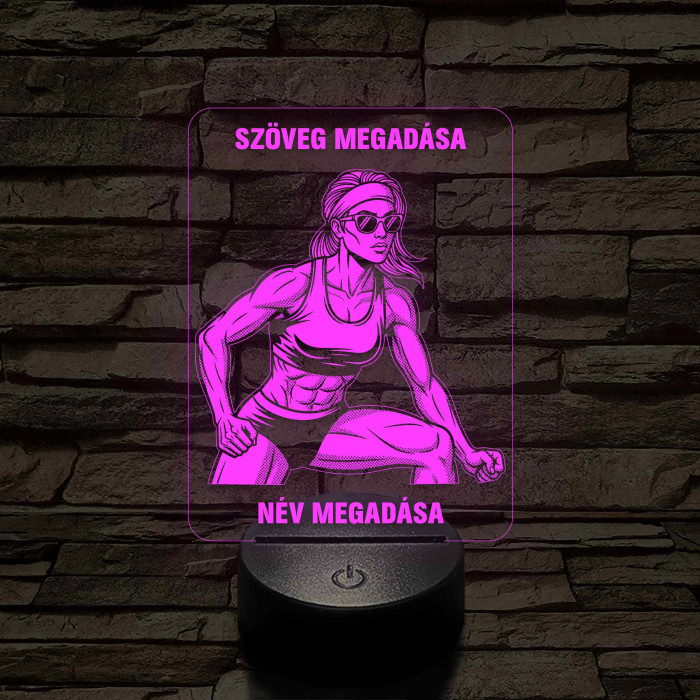 Napszemüveges Fitnesz Nő – 7 színű, színváltós 3D LED lámpa