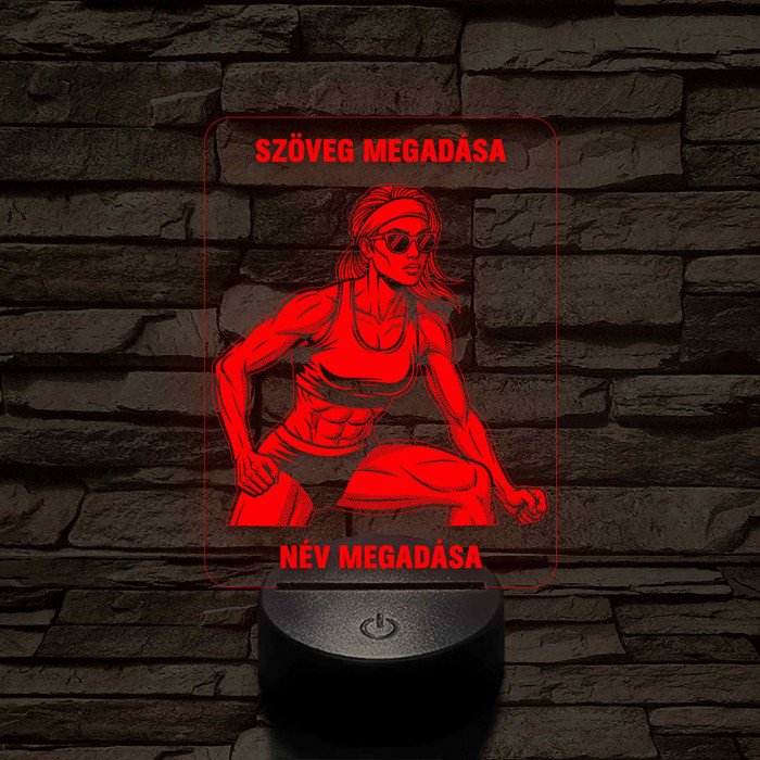 Napszemüveges Fitnesz Nő – 7 színű, színváltós 3D LED lámpa