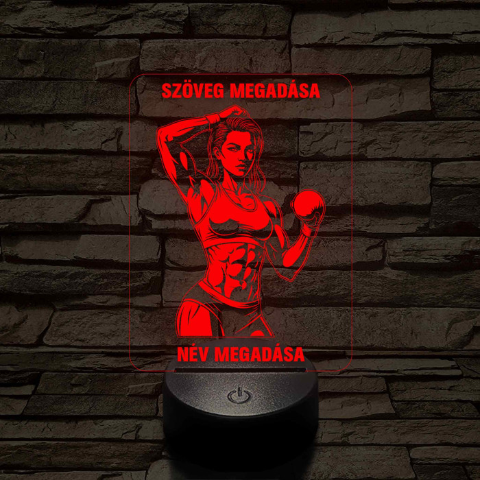 Boxkesztyűs Harcos Csaj – 7 színű, színváltós 3D LED lámpa