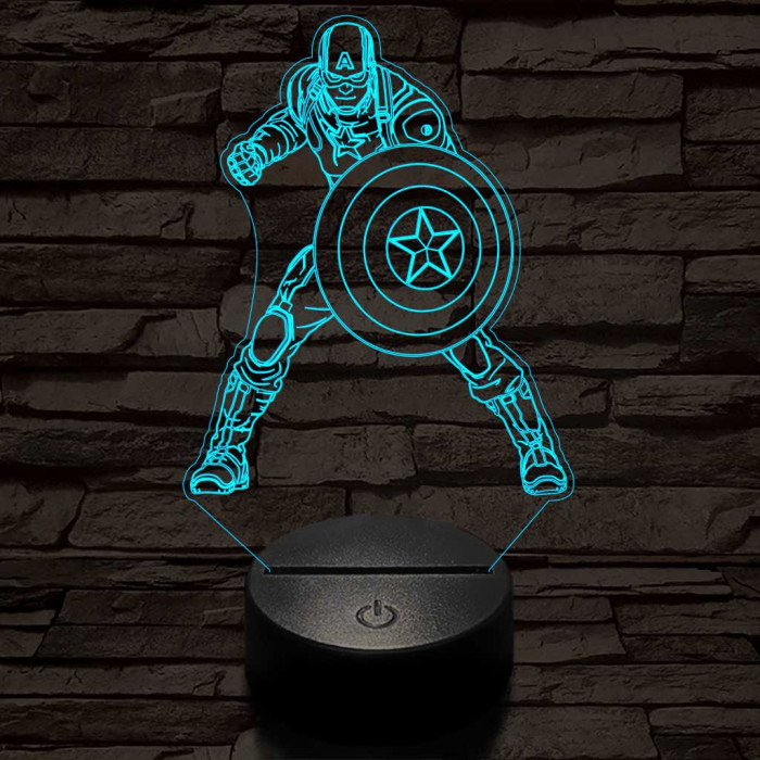 Amerika Kapitány 3D led lámpa