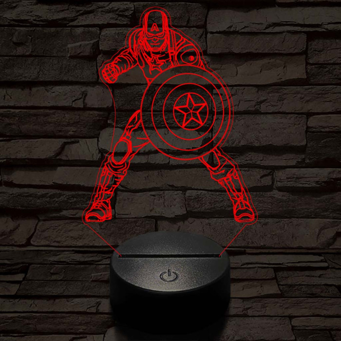 Amerika Kapitány 3D led lámpa