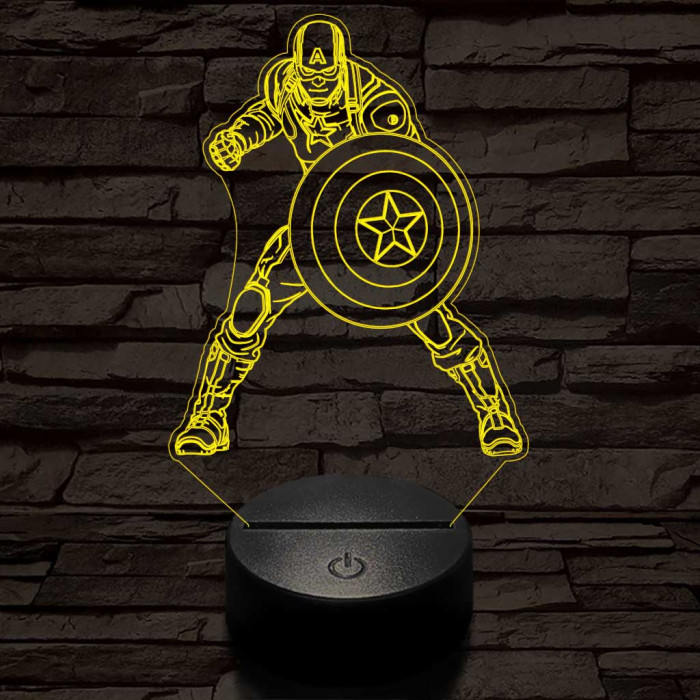Amerika Kapitány 3D led lámpa