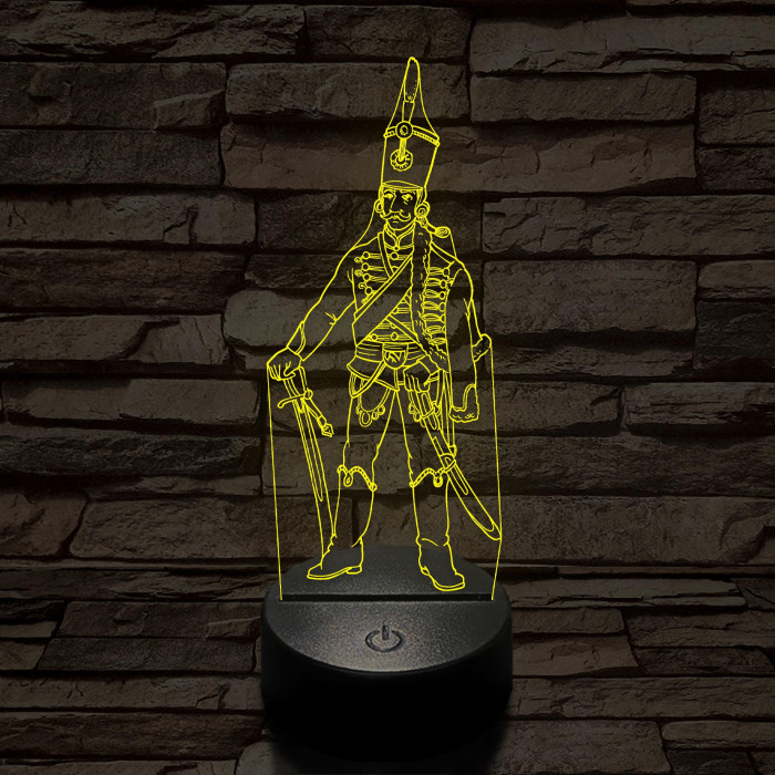 X. huszárezred katonája 7 színű 3D led lámpa