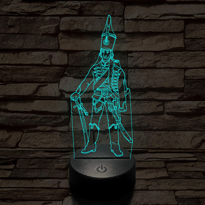 X. huszárezred katonája 7 színű 3D led lámpa
