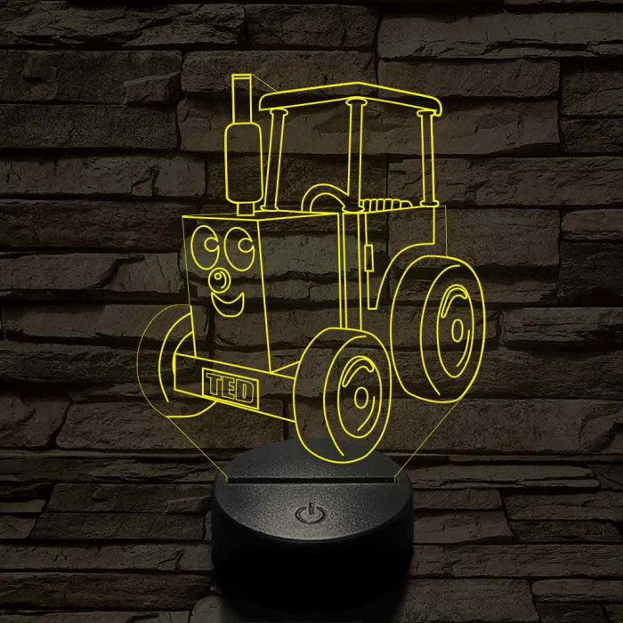 Ted(d) a saját neved rá Traktor  7 színű 3D led lámpa