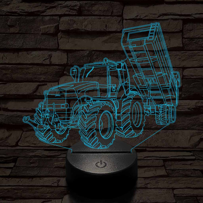 Traktor-pótkocsival 3D led lámpa