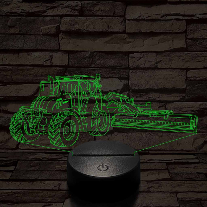Traktor adapterrel 7 színű 3D led lámpa