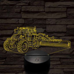 Traktor adapterrel 7 színű 3D led lámpa