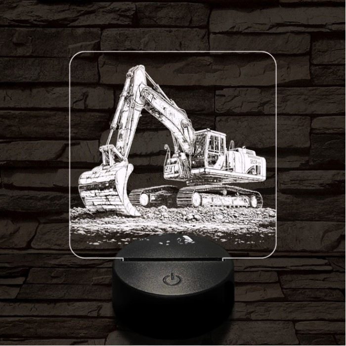 Exkavátor 7 színű valósághű 3D led lámpa