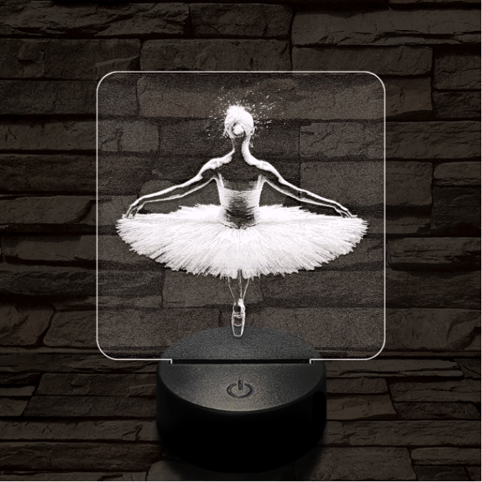 Balerina fókuszban 7 színű valósághű 3D led lámpa