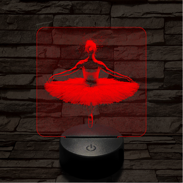 Balerina fókuszban 7 színű valósághű 3D led lámpa
