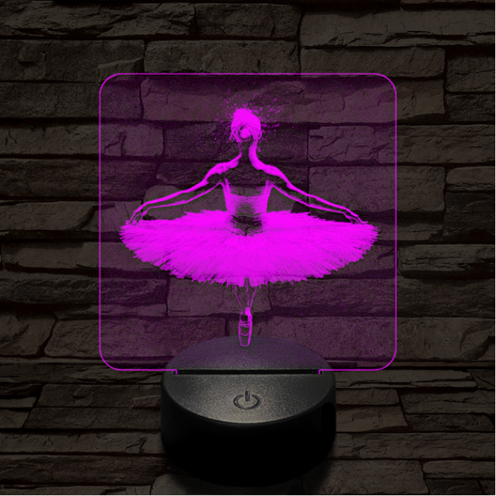 Balerina fókuszban 7 színű valósághű 3D led lámpa