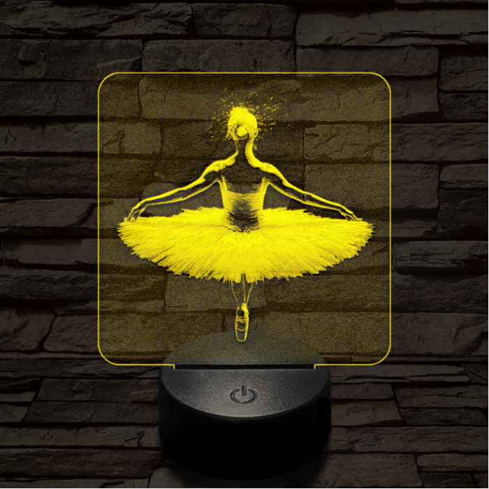 Balerina fókuszban 7 színű valósághű 3D led lámpa