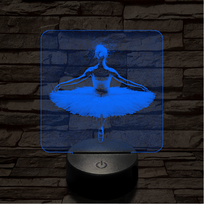 Balerina fókuszban 7 színű valósághű 3D led lámpa