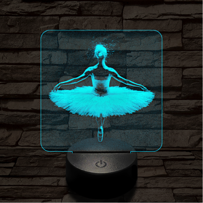 Balerina fókuszban 7 színű valósághű 3D led lámpa