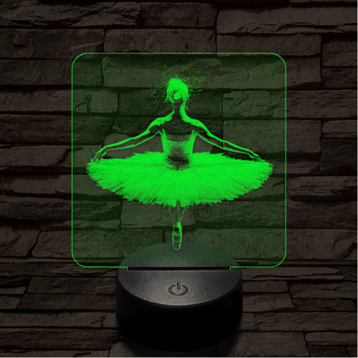 Balerina fókuszban 7 színű valósághű 3D led lámpa