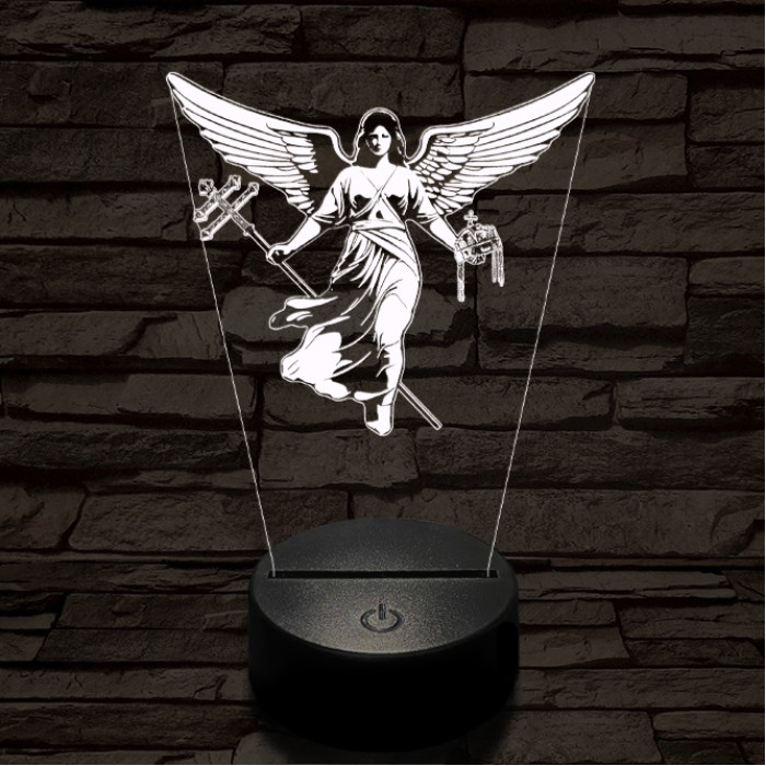 Gábriel arkangyal 7 színű  3D led lámpa