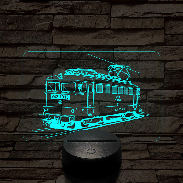 V43-as mozdony 7 színű 3D led lámpa