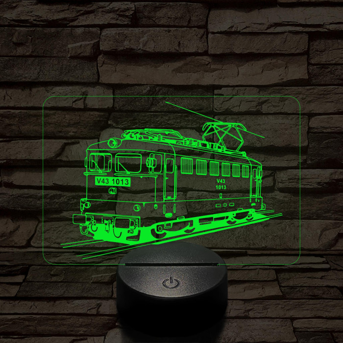 V43-as mozdony 7 színű 3D led lámpa