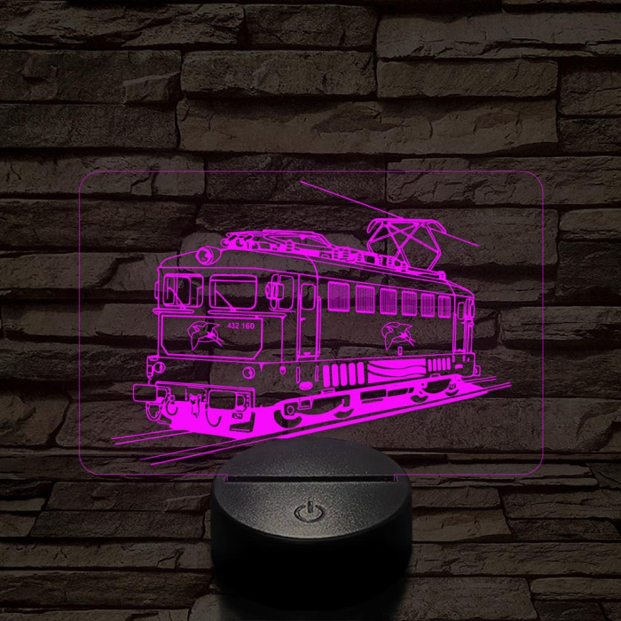 V43 "Fecske" mozdony 7 színű 3D led lámpa