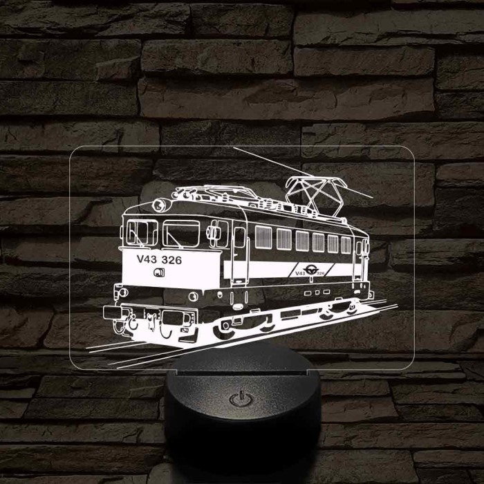 V43 "Sportszelet" mozdony 7 színű 3D led lámpa
