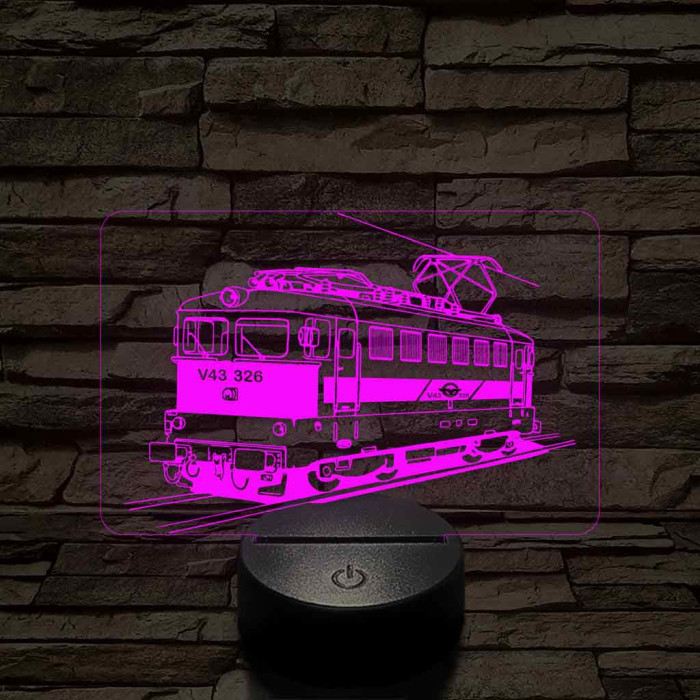 V43 "Sportszelet" mozdony 7 színű 3D led lámpa