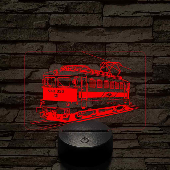 V43 "Sportszelet" mozdony 7 színű 3D led lámpa