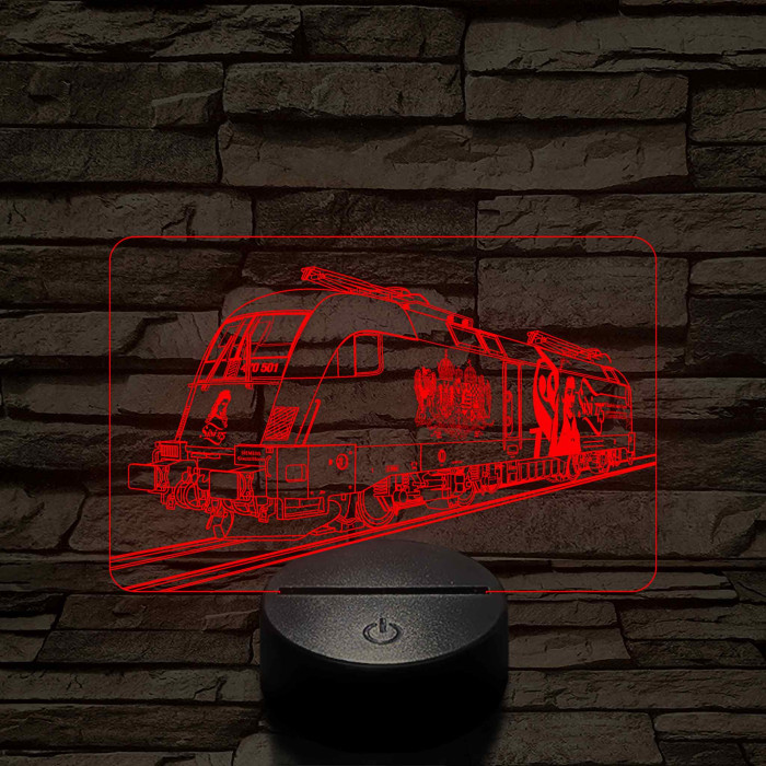 Sziszis Taurus mozdony - 7 színű, színváltós 3D LED lámpa