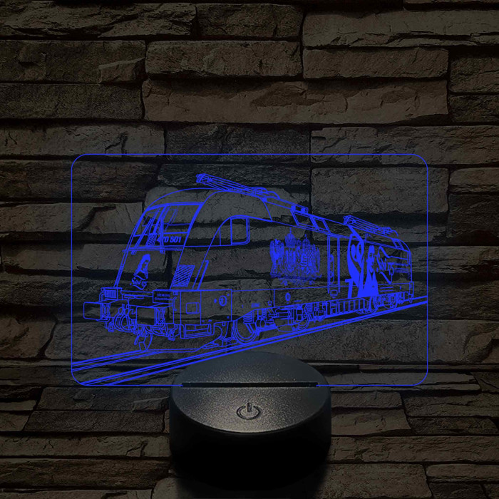 Sziszis Taurus mozdony - 7 színű, színváltós 3D LED lámpa