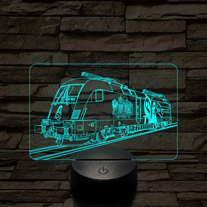 Sziszis Taurus mozdony - 7 színű, színváltós 3D LED lámpa