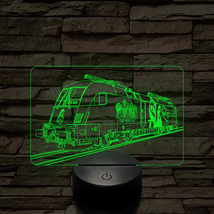 Sziszis Taurus mozdony - 7 színű, színváltós 3D LED lámpa