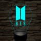 BTS 7 színű 3D led lámpa