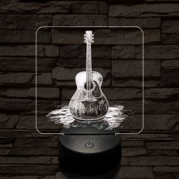 Akusztikus gitár 7 színű valósághű 3D led lámpa