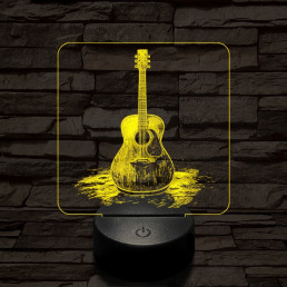 Akusztikus gitár 7 színű valósághű 3D led lámpa