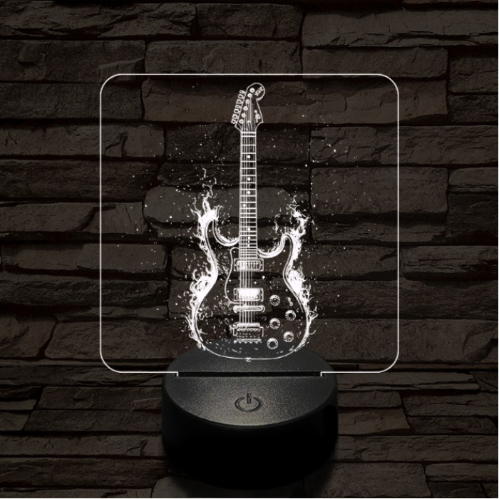 Lángoló gitár 7 színű valósághű 3D led lámpa