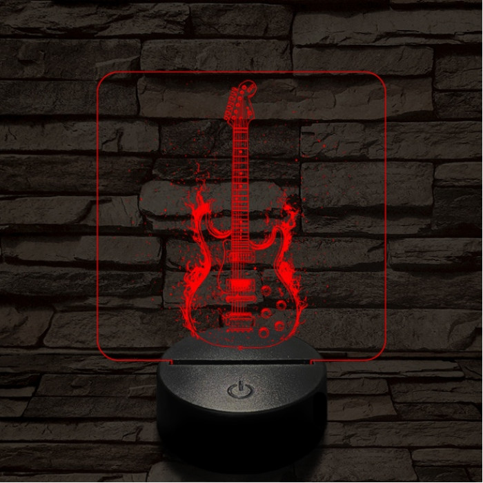 Lángoló gitár 7 színű valósághű 3D led lámpa