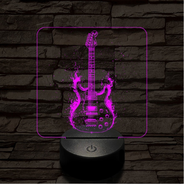 Lángoló gitár 7 színű valósághű 3D led lámpa