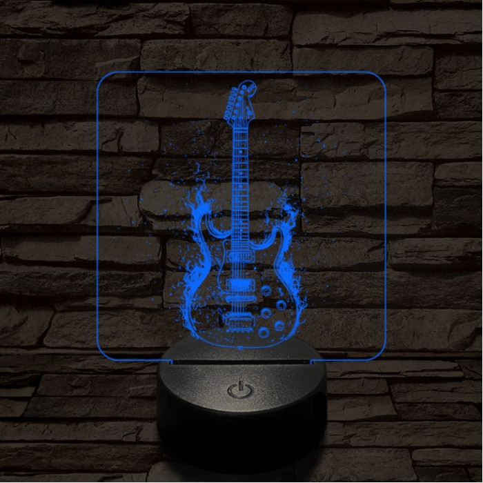 Lángoló gitár 7 színű valósághű 3D led lámpa